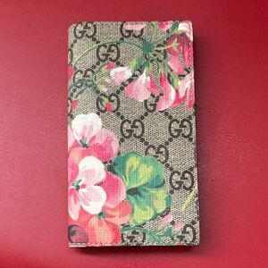 Gucci Floral Canvas iPhone Holder - Pink and Green authentic